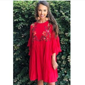 Umgee Flutter Sleeves Embroidered Fully Lined 💐 Size Large